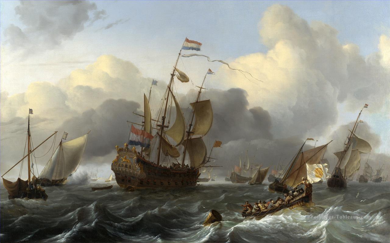 L’Eendracht et une flotte hollandaise d’hommes de guerre avant le vent Navire de guerre Peintures à l'huile